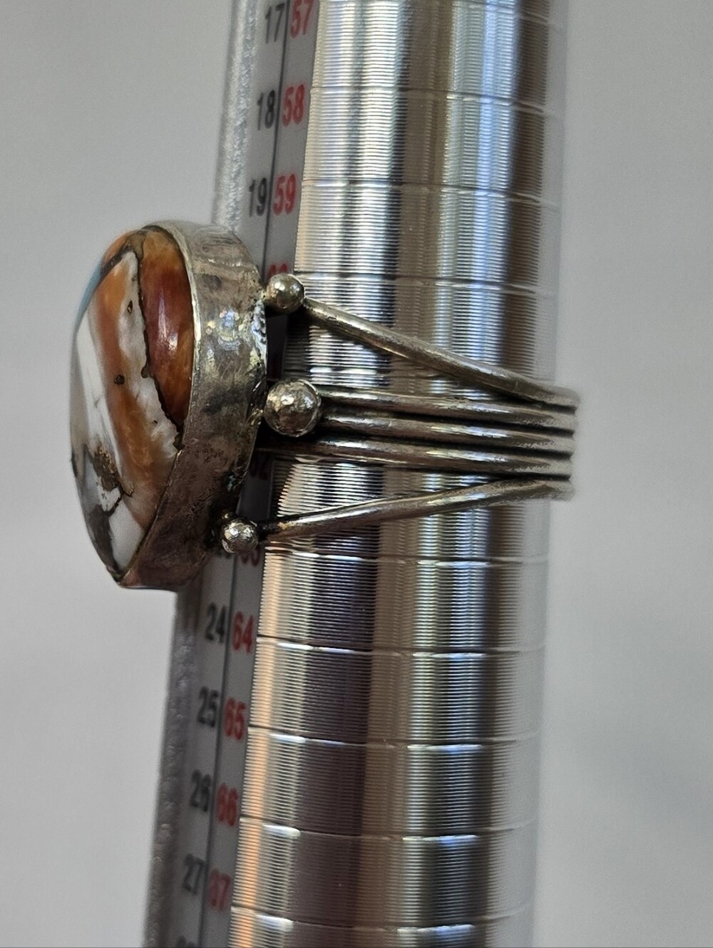 Sterling Silver (925) Teardrop Spiny Oyster & Copper Turquoise Composite Stateme - Picture 7 of 8
